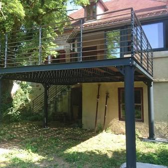 Terrasse fer, plancher bois